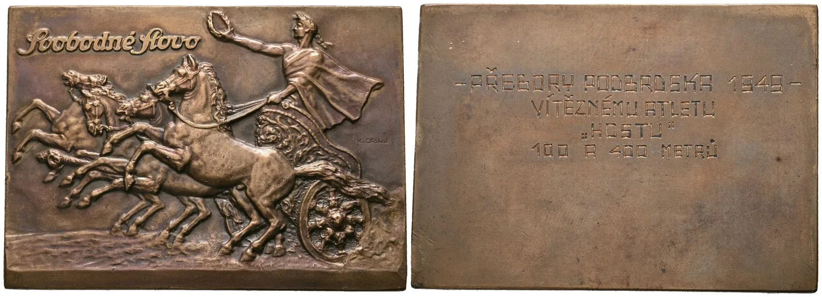AE Plaketa b.l. (1949) - Svobodné slovo, přebory podbrdska. — 1