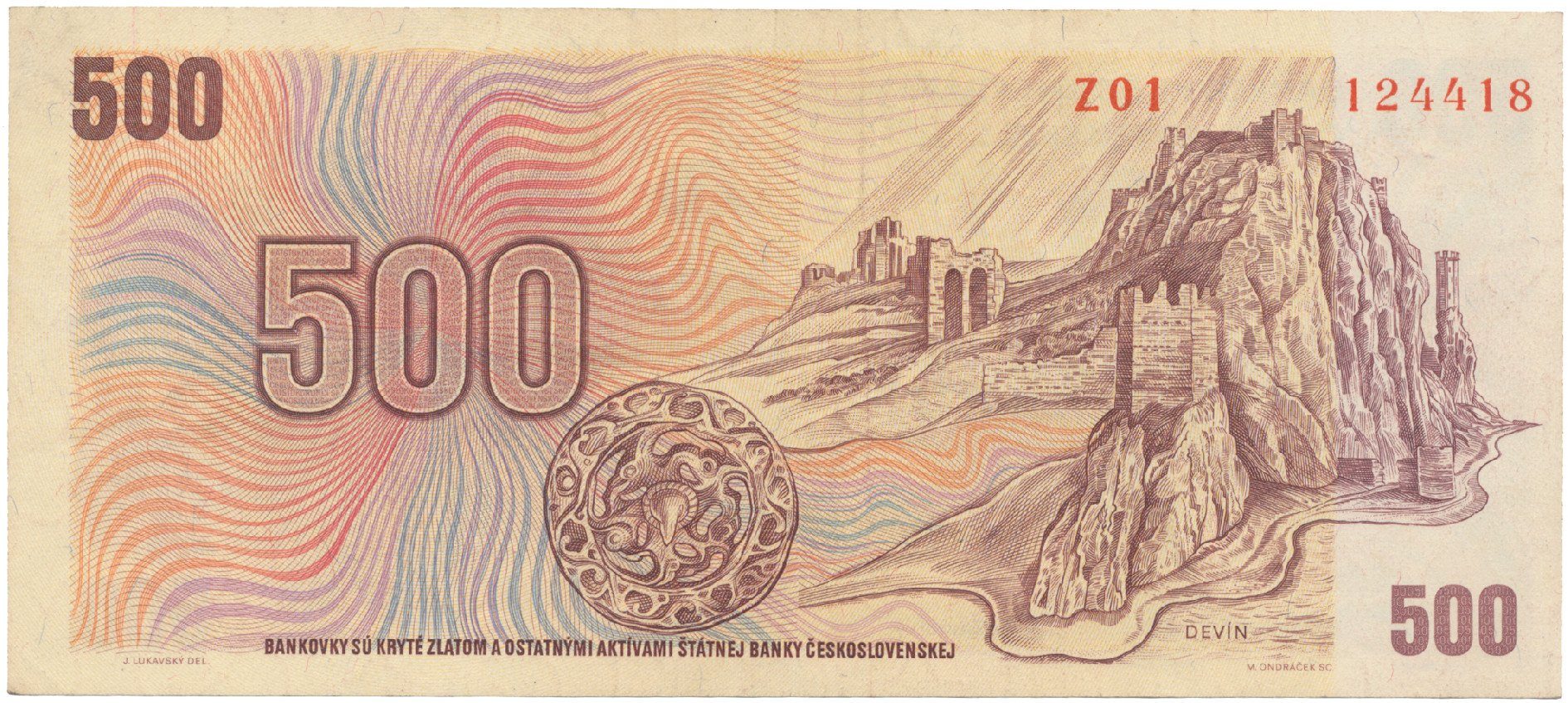 Československo, 500 Koruna 1973, první série Z 01, Hej.105aZ