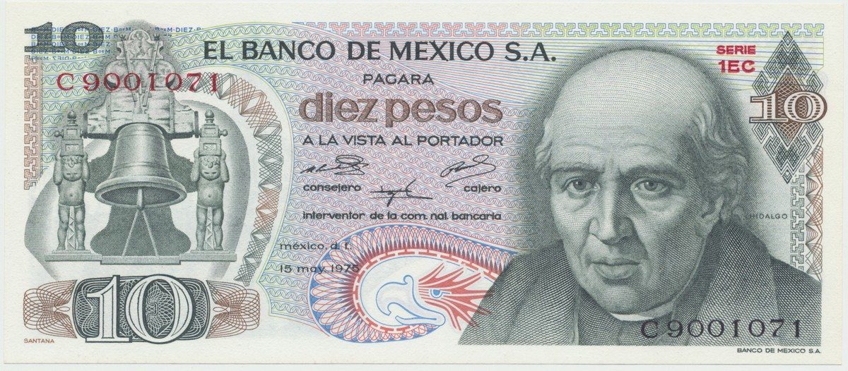 Mexiko, 10 Pesos 1970-1977, P.63c-i