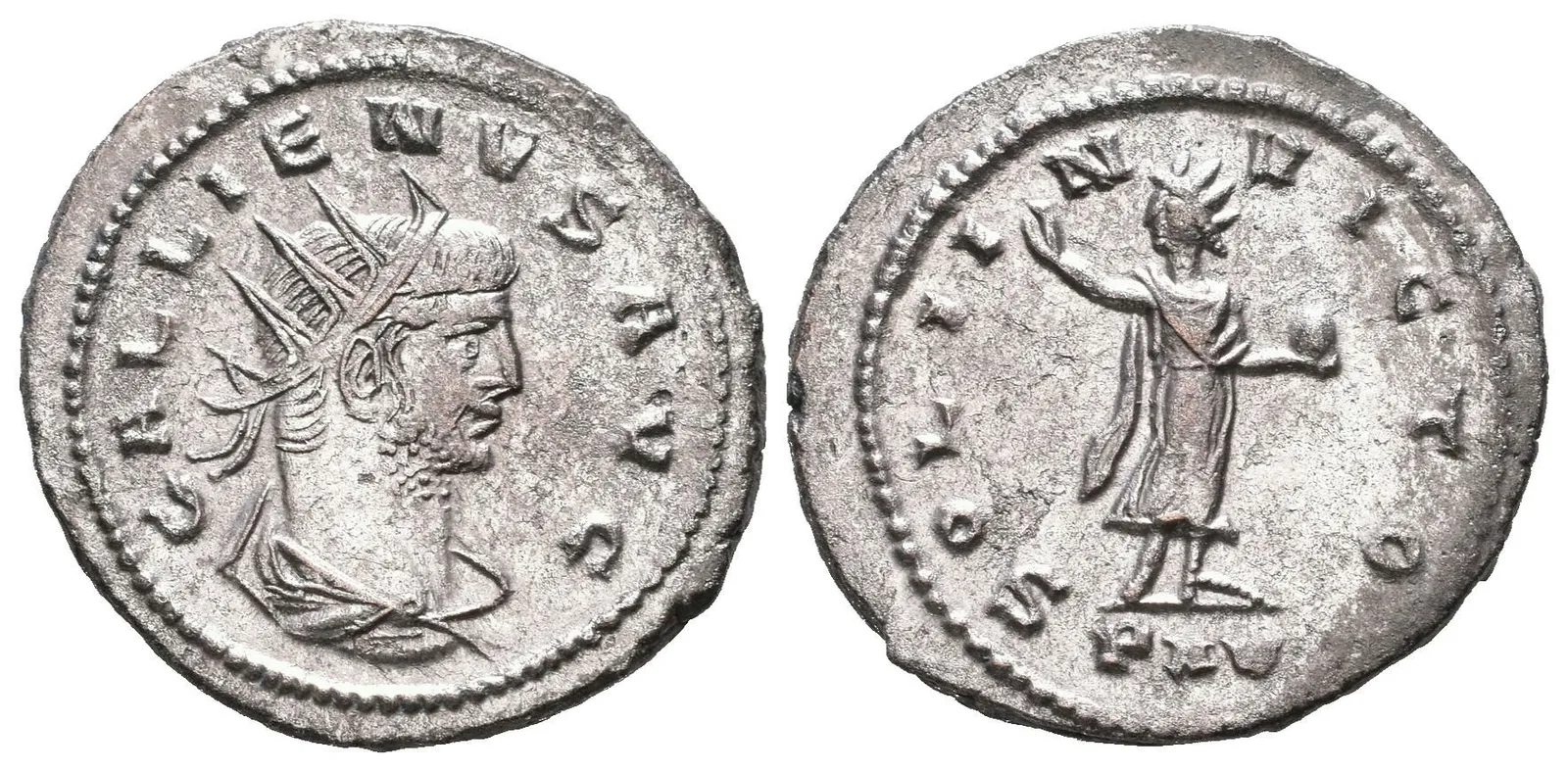 AE Antoninian, mincovna v Asii, Rv: SOLI INVICTO, Sol hledící vpravo, pozvedá ruku — 1