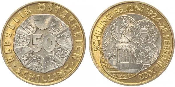 Rakousko, 50 Schilling 2001 - Rakouská měna