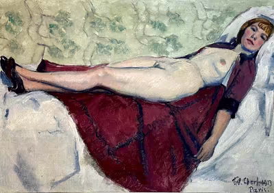František Zdeněk Eberl: František Zdeněk Eberl (1887 - 1962) - Akt s červeným plášťem