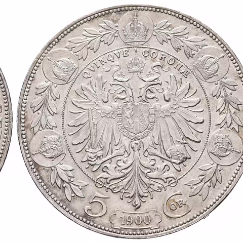 5 Koruna 1900, krásná zachovalost, ražební lesk, rysky, jemná patina