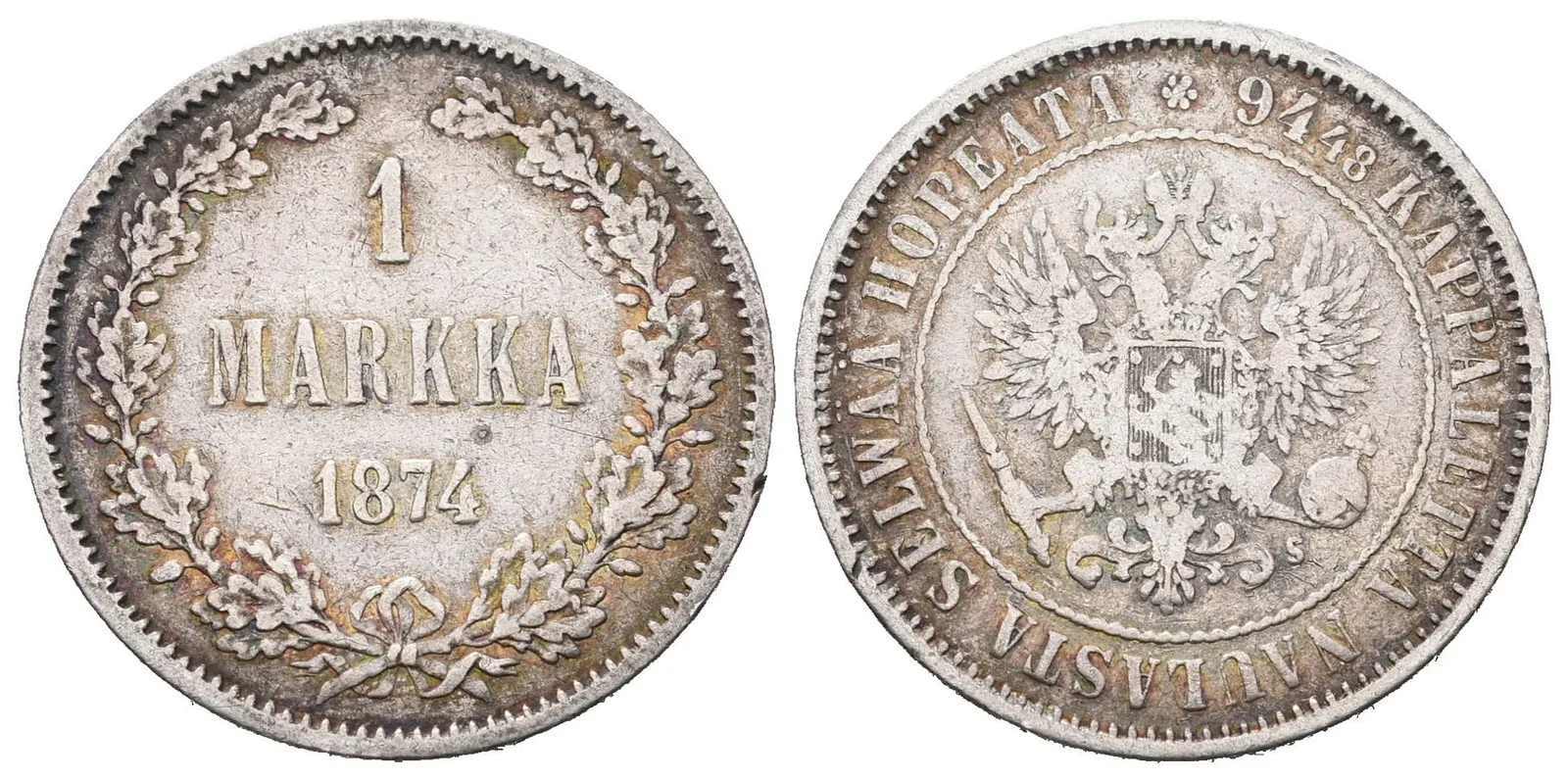 Finsko pod Ruskem, 1 Markka 1874 S
