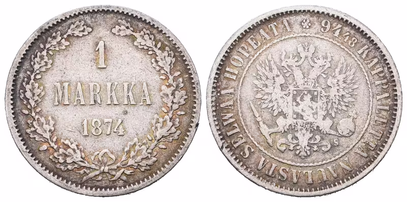 Finsko pod Ruskem, 1 Markka 1874 S