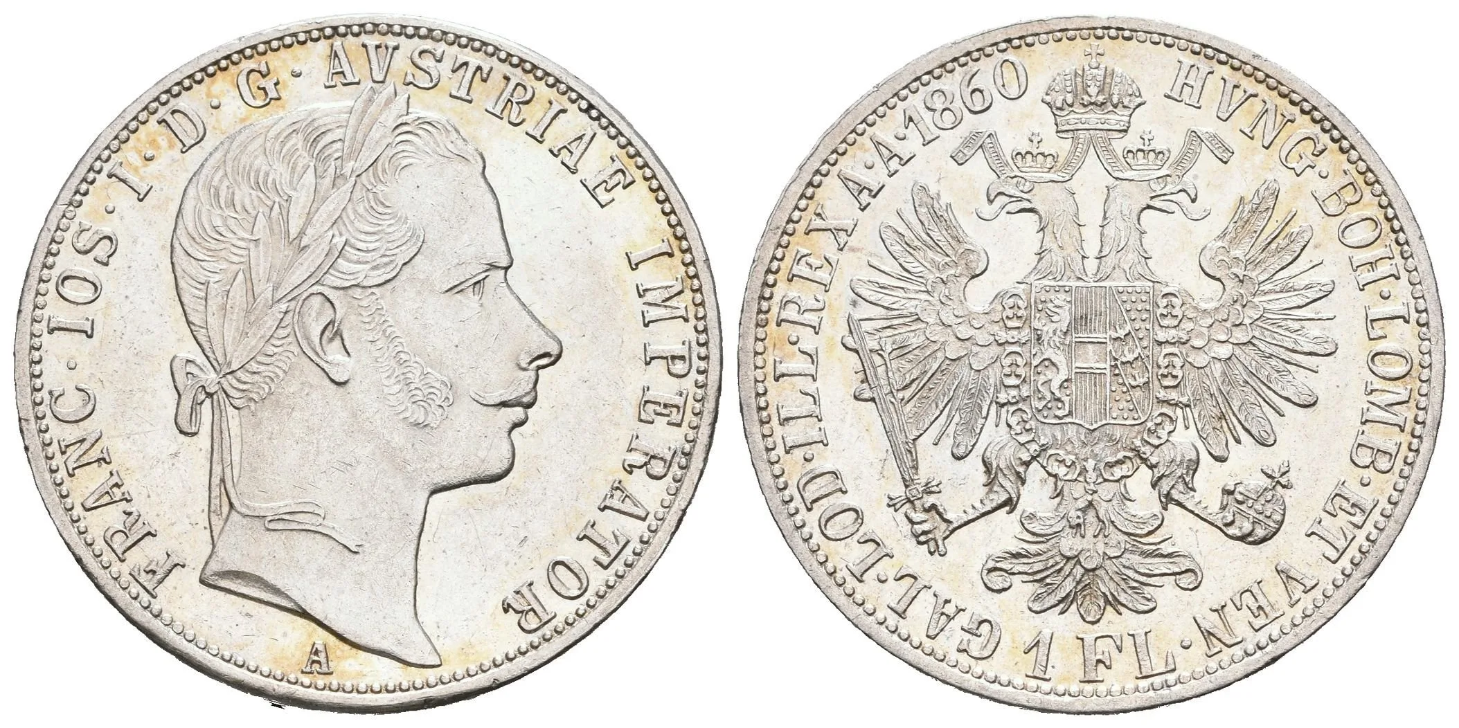 Zlatník 1860 A, bez tečky za REX, krásná zachovalost, lesk, patina, — 1