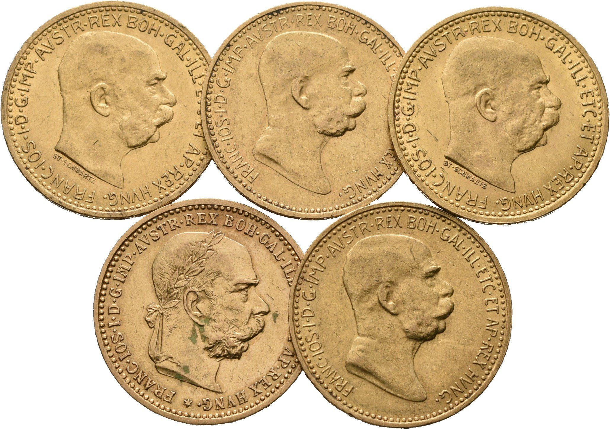 10 Koruna 1905, 1909, 1910, 1911