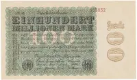 Německo, 100 Millionen Mark 1923, Hakensterne, Ro.106l