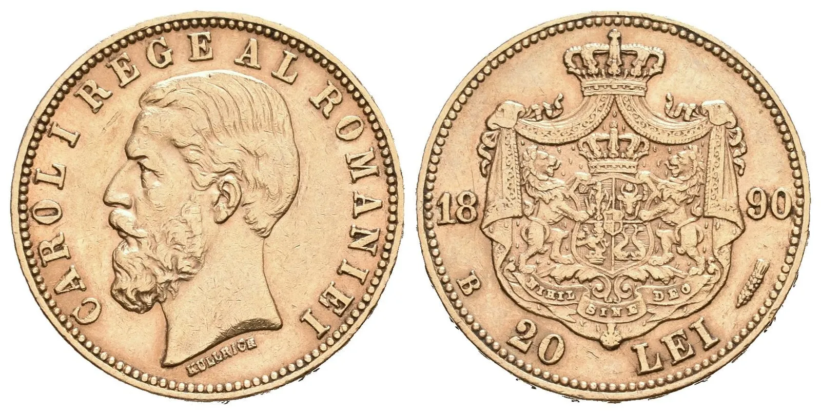 20 Lei 1890 B, KM.20, pěkná zachovalost, patina, ryska na Av. — 1