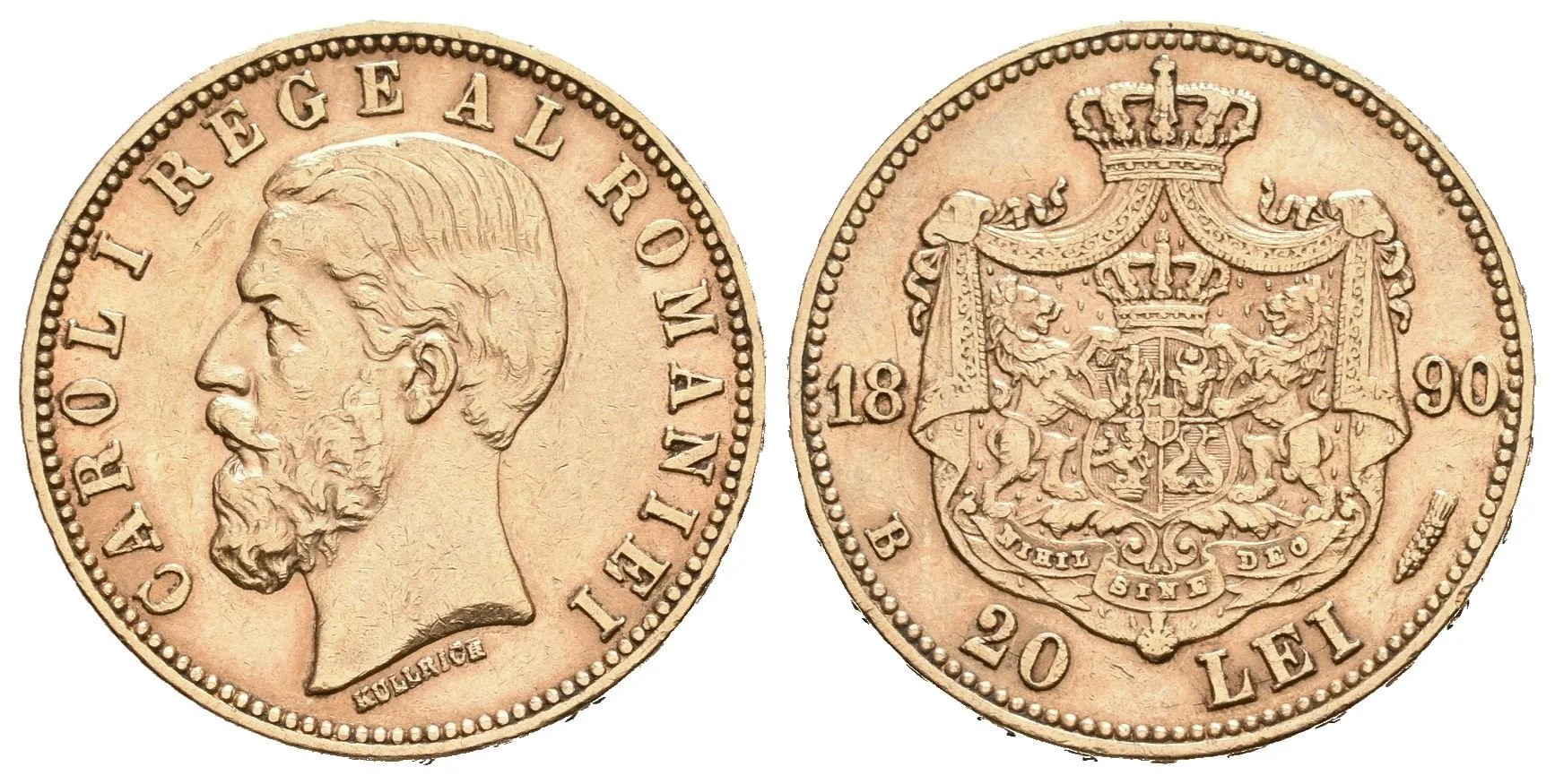 20 Lei 1890 B, KM.20, pěkná zachovalost, patina, ryska na Av. — 1