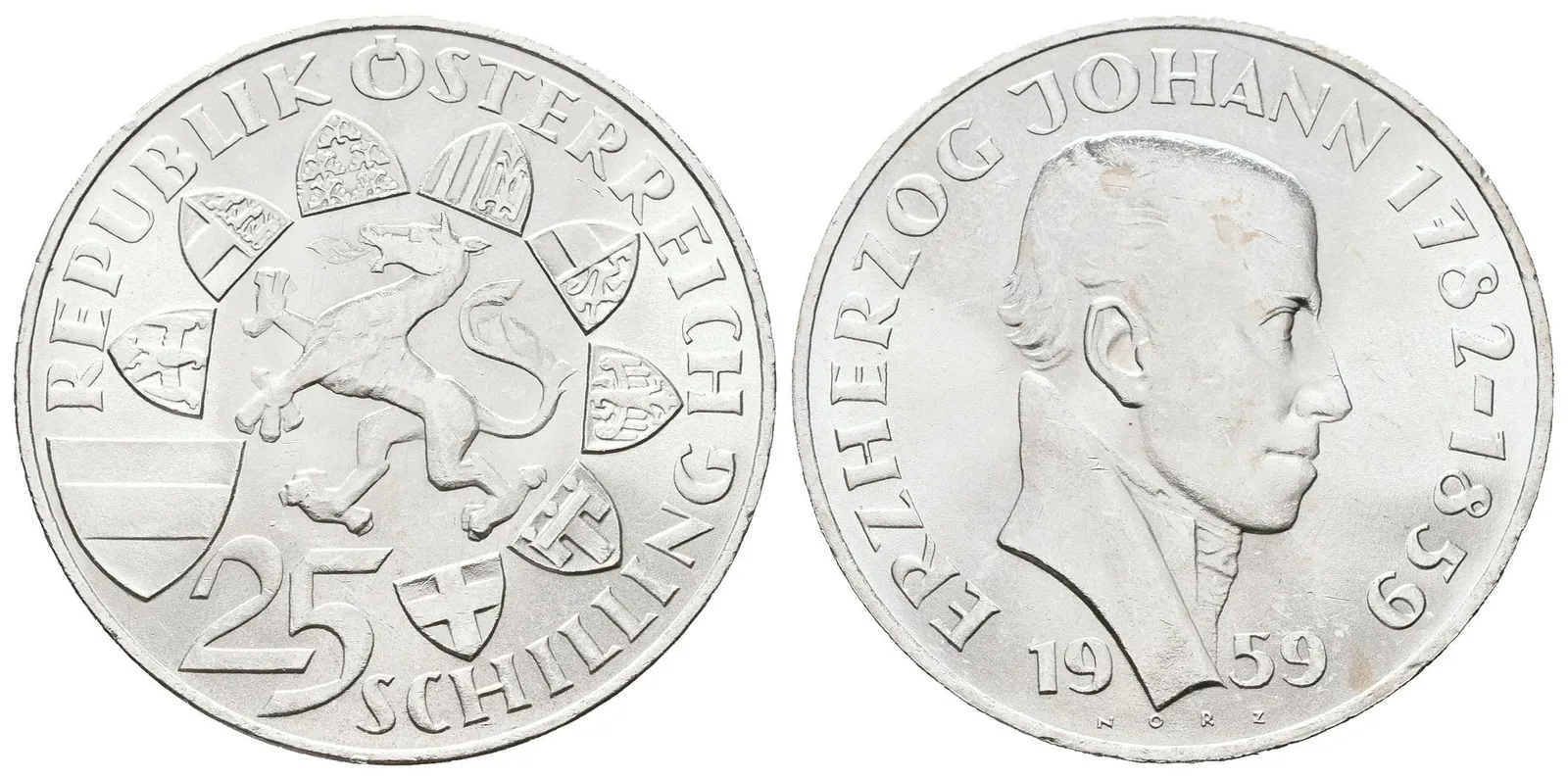 Rakousko, 25 Schilling 1959 - Arcivévoda Jan