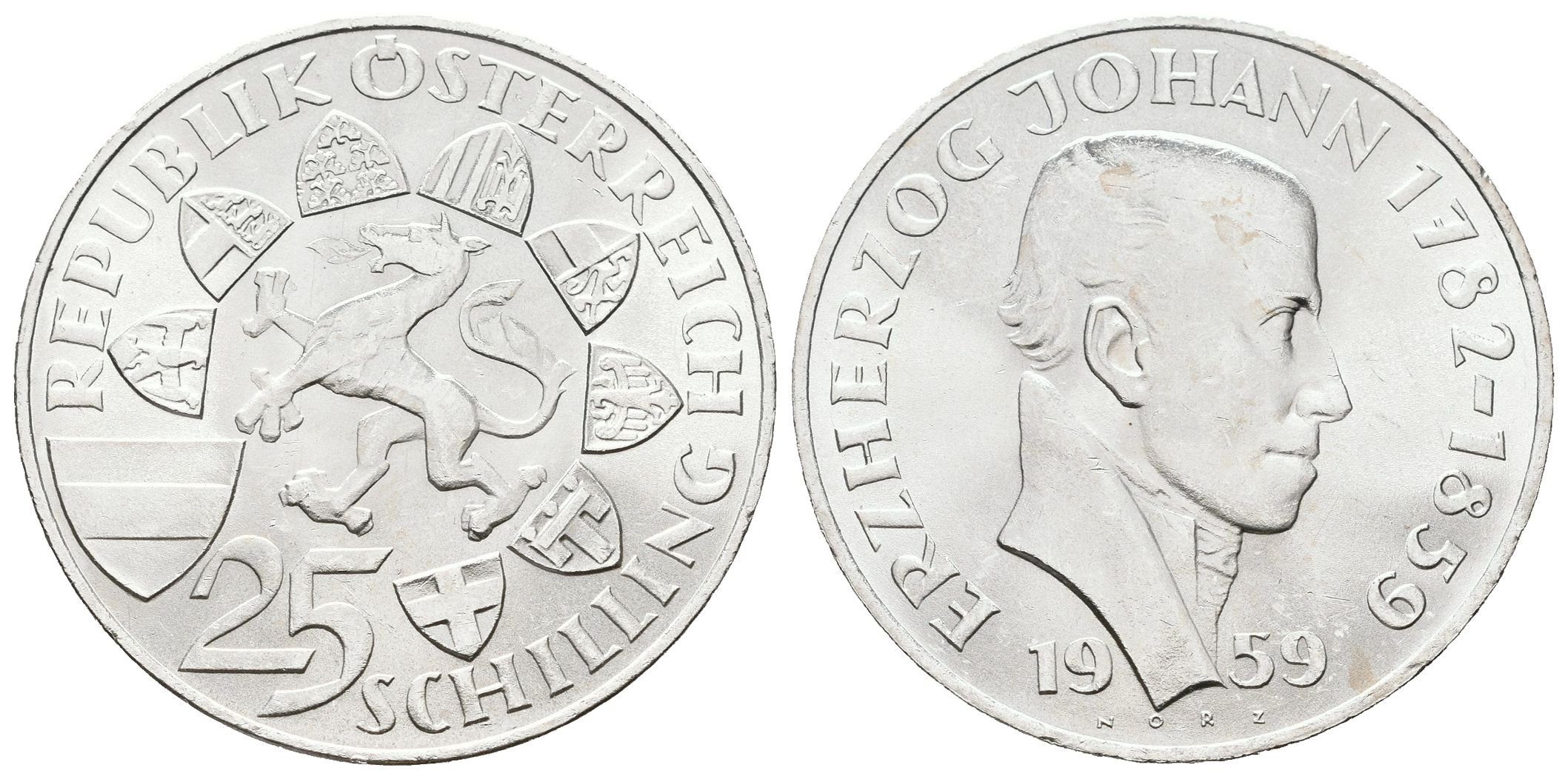 Rakousko, 25 Schilling 1959 - Arcivévoda Jan