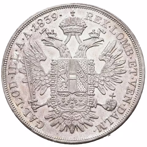 1/2 Tolar 1839 A, krásná zachovalost, lesk, patina, drobné rysky