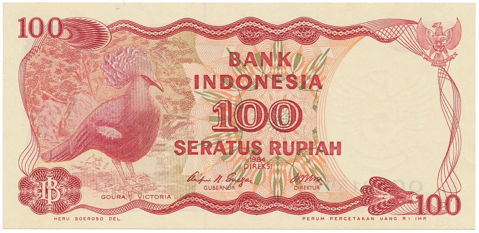 Indonésie, 100 Rupiah 1984, hlubotisk, P.122a