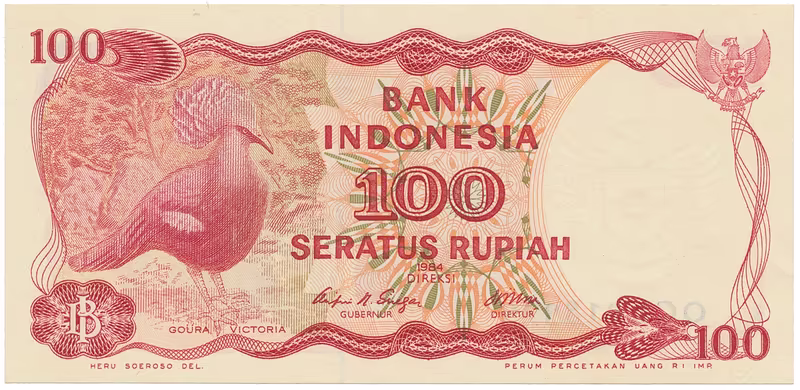 Indonésie, 100 Rupiah 1984, hlubotisk, P.122a
