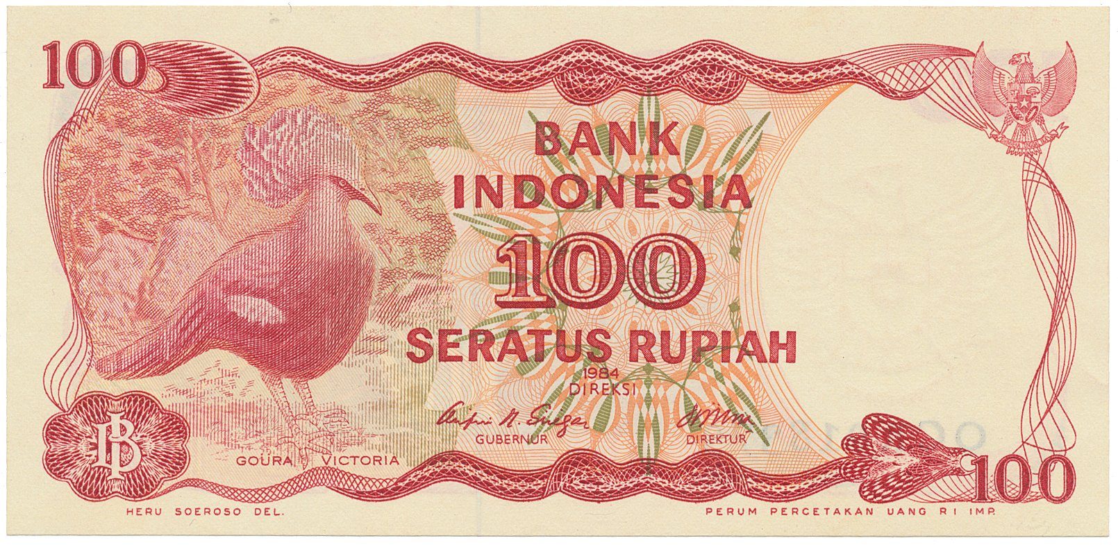 Indonésie, 100 Rupiah 1984, hlubotisk, P.122a