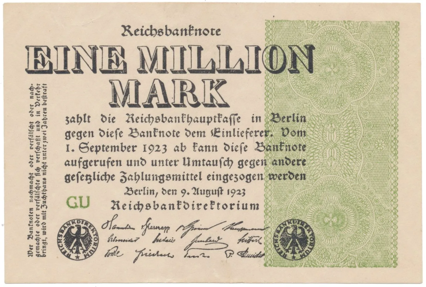 Německo, 1 Million Mark 1923, Ro.101c