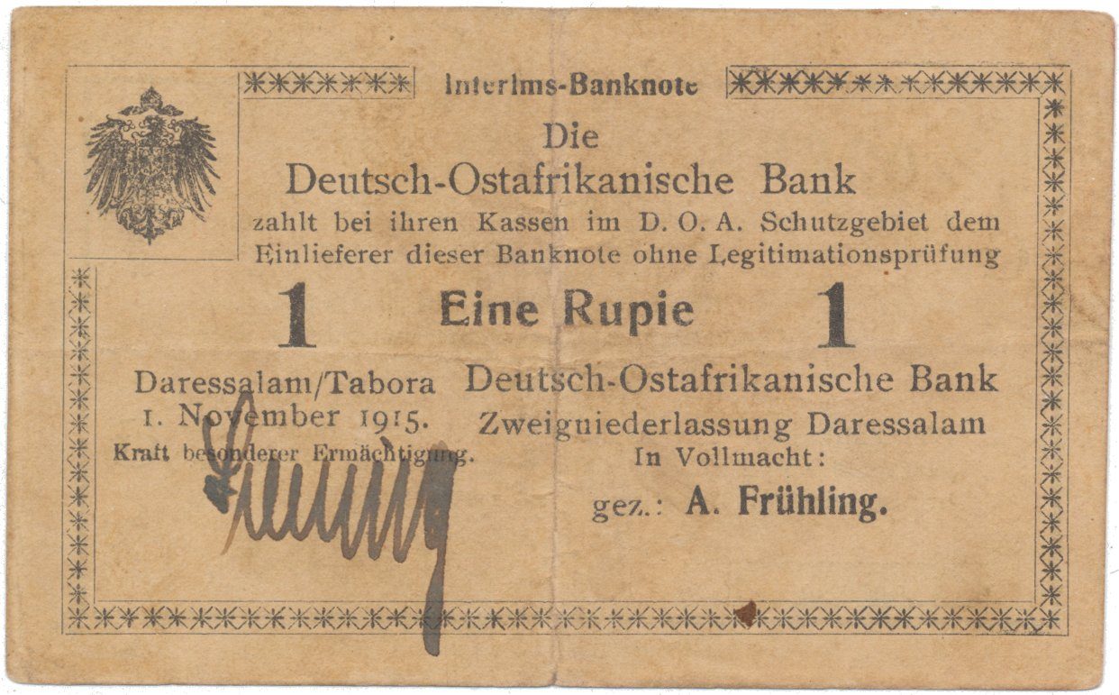 Německá Východní Afrika, 1 Rupie 1. 11. 1915, série G, R.918e