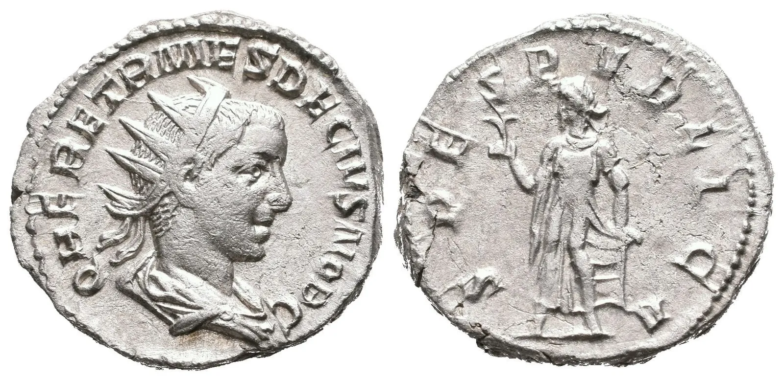 Antoninian, Rv: SPES PVBLICA, kráčející Spes doleva nese květinu, levou rukou — 1