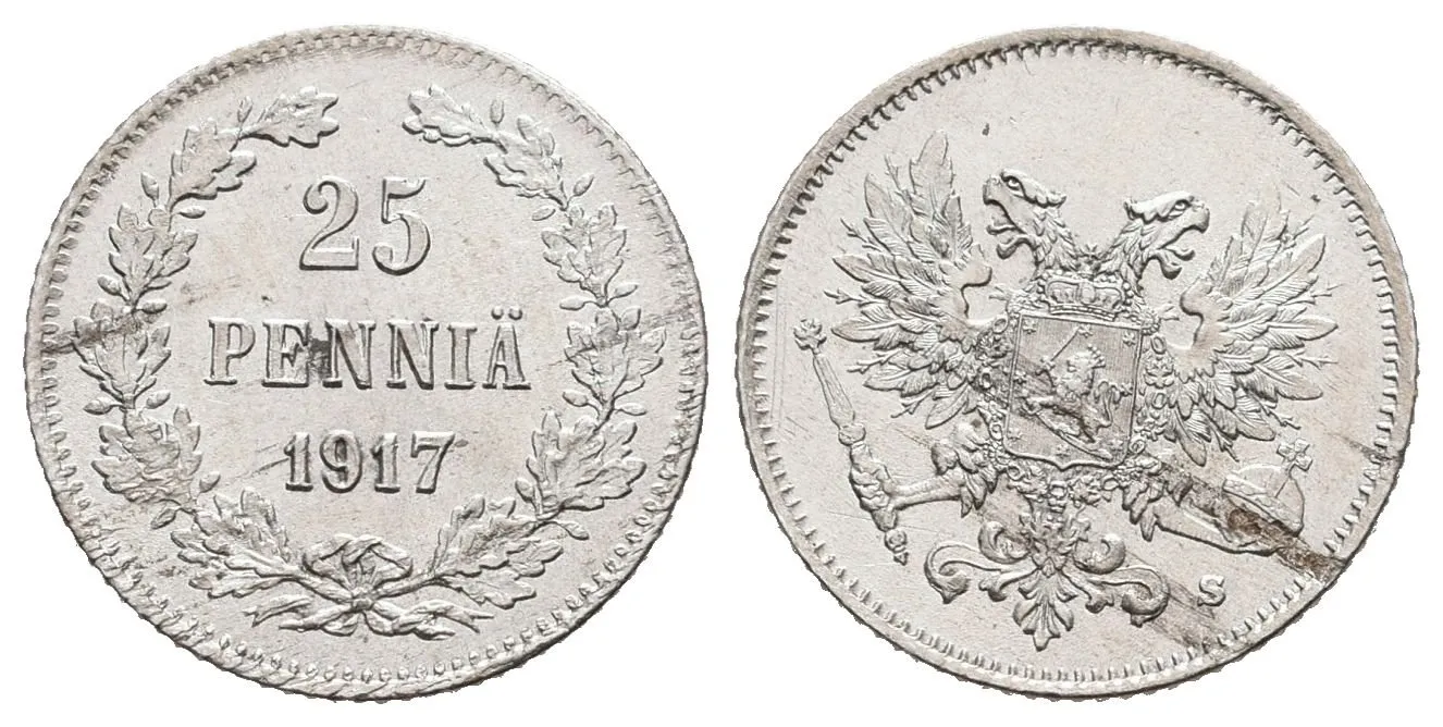 Finsko pod Ruskem, 25 Penniä 1917 - Bez koruny