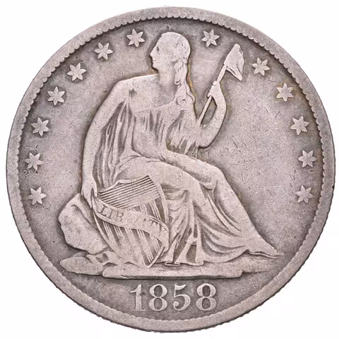 1/2 Dollar 1858 O, KM.A68, tmavá patina, zbytky lesku, rysky