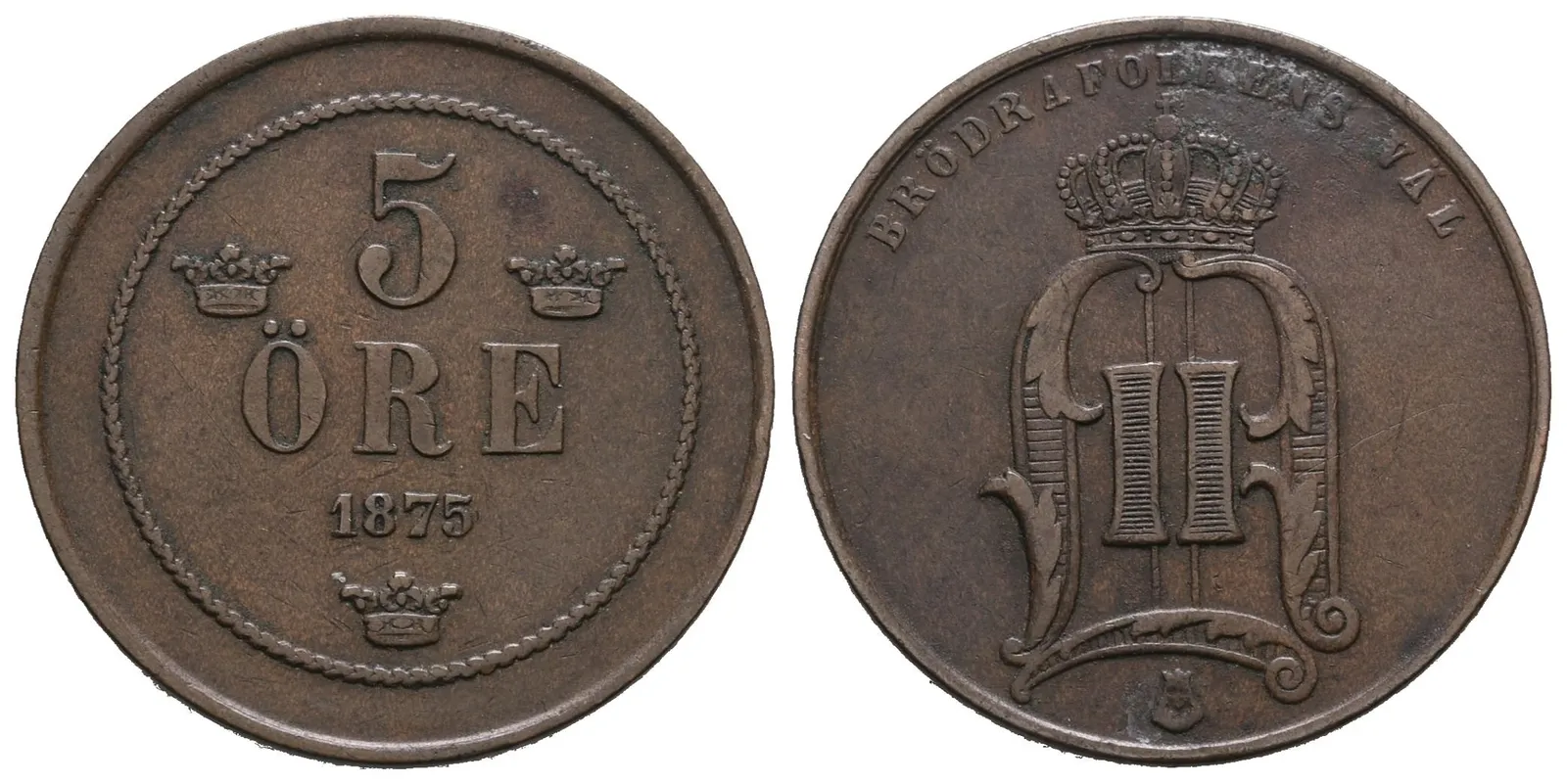 Švédsko, 5 Öre 1875