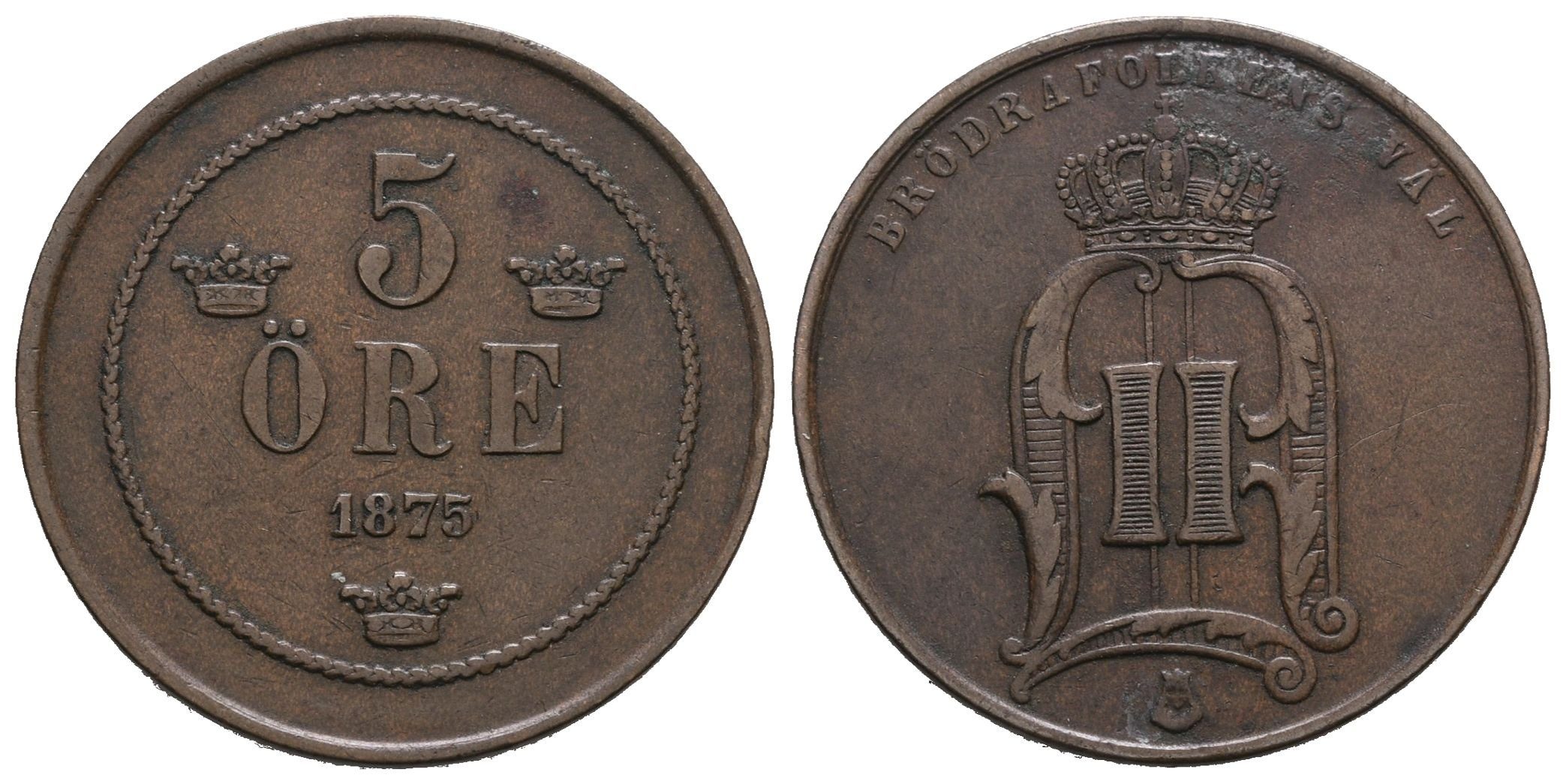 Švédsko, 5 Öre 1875
