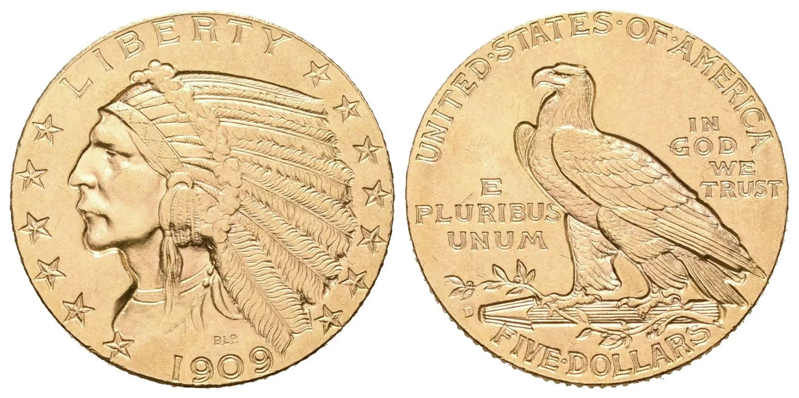 USA, 5 Dollars 1909 D