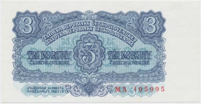 Československo, 3 Koruna 1953, tisk Praha, série MA, Hej.90b1