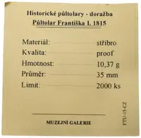 Replika - Historický 1/2 tolar - František I. 1815 - fotografie 2