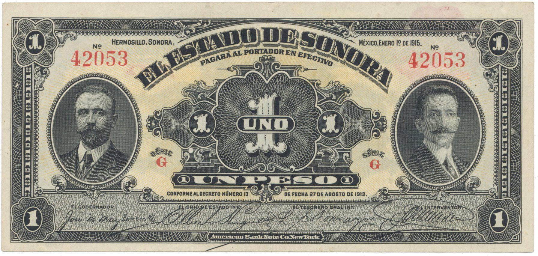 Mexiko - Sonora, 1 Peso 1915, P.S1071