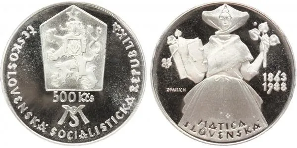 500 Kčs 1988 - Matica Slovenská, PROOF