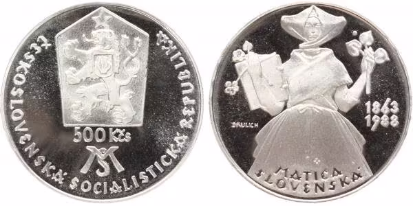 500 Kčs 1988 - Matica Slovenská, PROOF