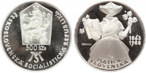500 Kčs 1988 - Matica Slovenská, PROOF