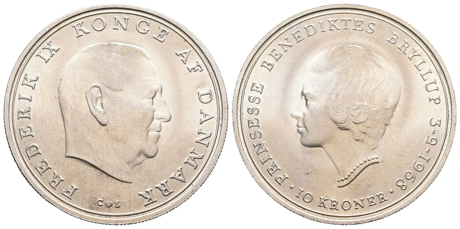 Dánsko, 10 Kroner 1968 - Pamětní
