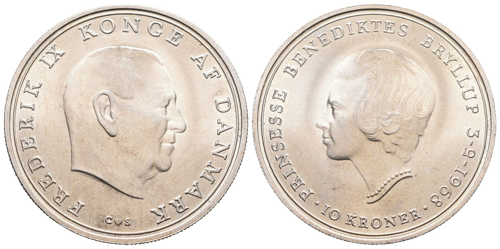 Dánsko, 10 Kroner 1968 - Pamětní