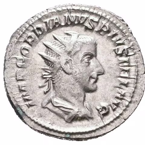 Antoninian, 243 - 244, Rv: SECVRIT-AS PERPETVA, stojící Securitas zleva drží