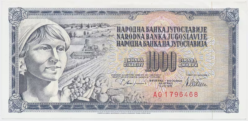 Jugoslávie, 1000 Dinara 1978, P.92c