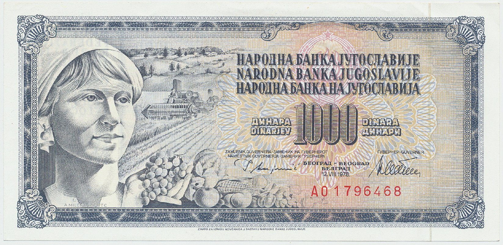 Jugoslávie, 1000 Dinara 1978, P.92c