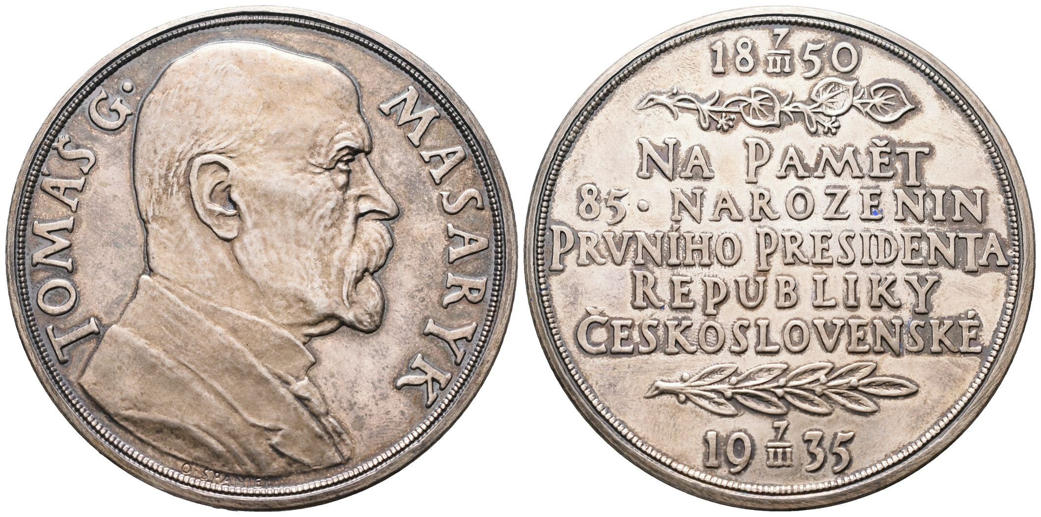 Španiel Otakar -  85. narozeniny TGM, 42 mm