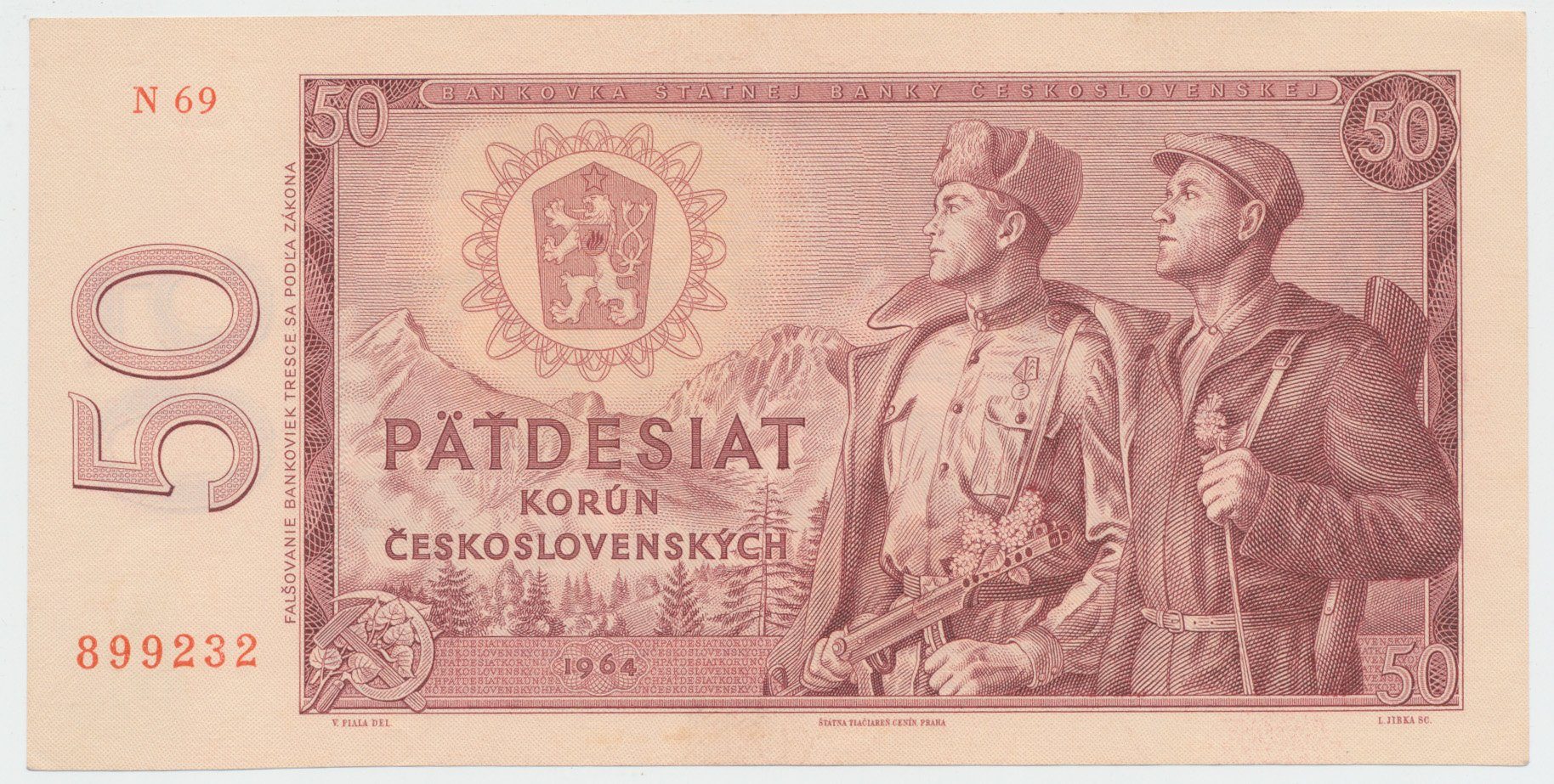 Československo, 50 Koruna 1964, série N, Hej.103b2N