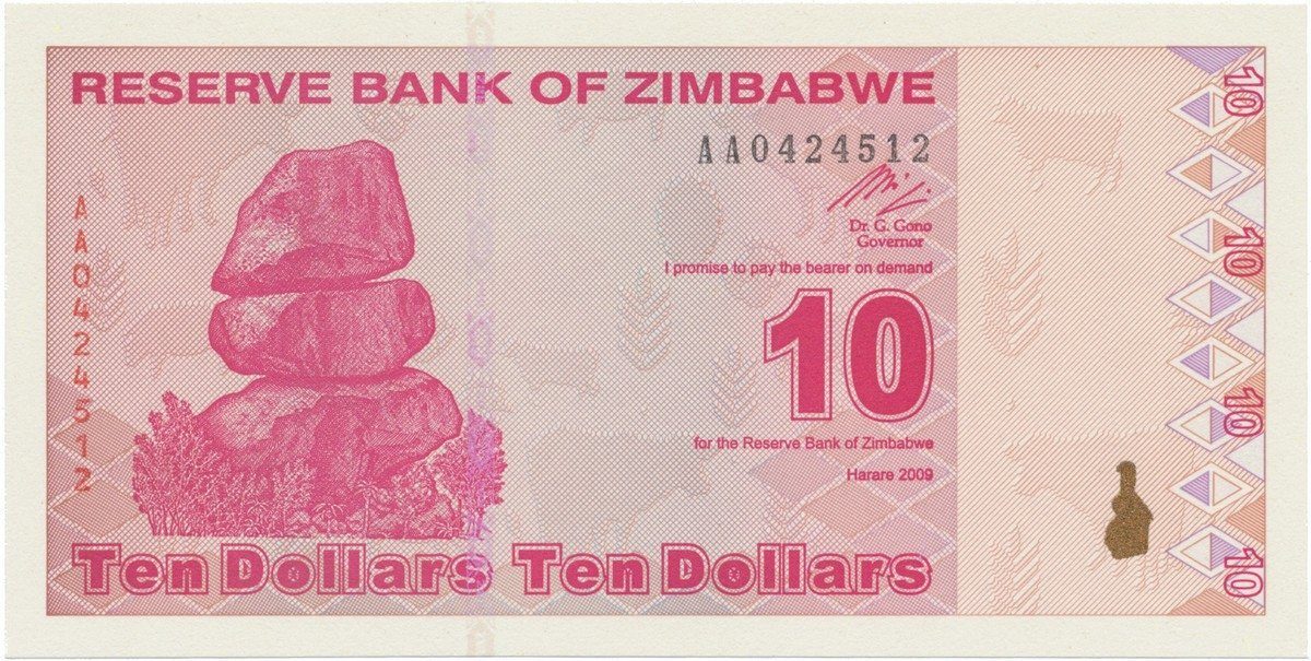 Zimbabwe, 10 Dollars 2009, P.94