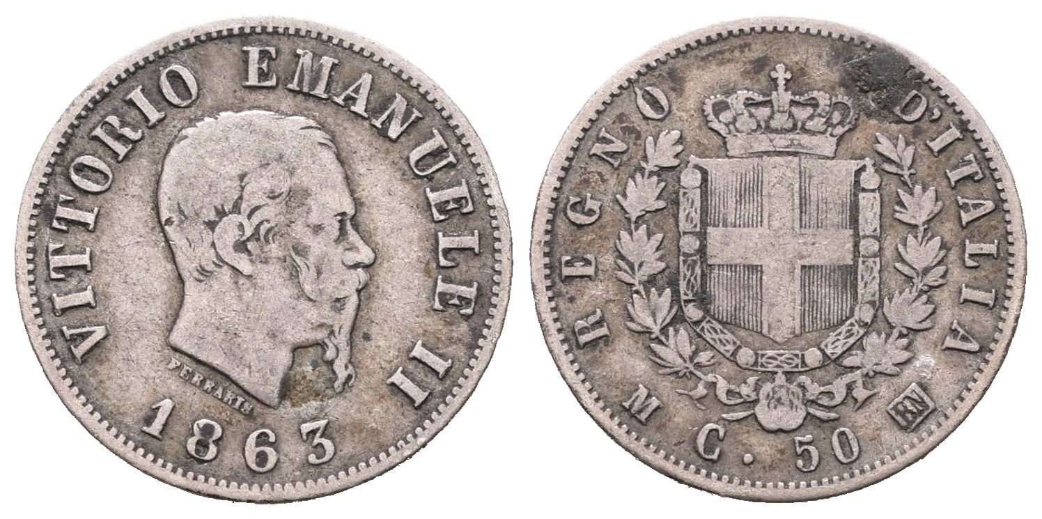 Itálie, 50 Centesimo 1863 M