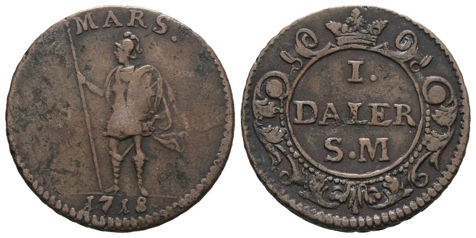 Švédsko, 1 Daler SM 1718