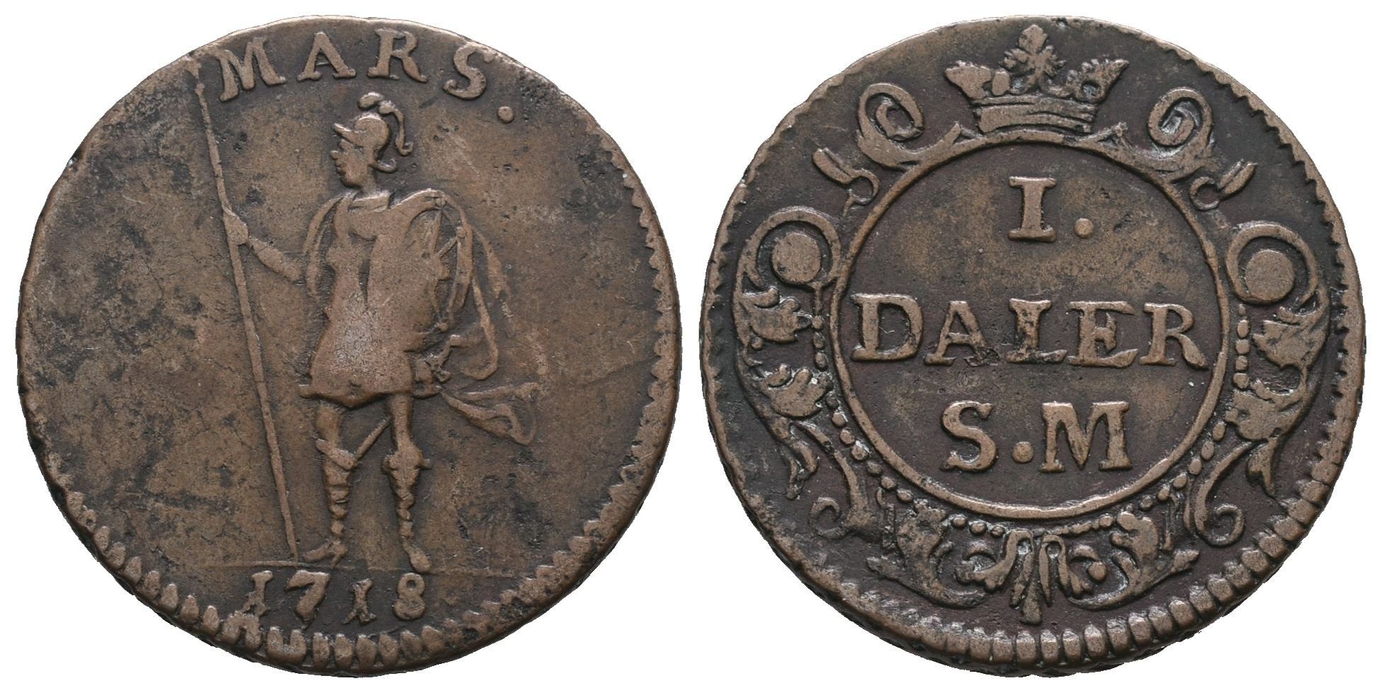 Švédsko, 1 Daler SM 1718