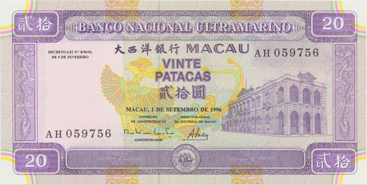 Macao, 20 Patacas 1996, P.66a