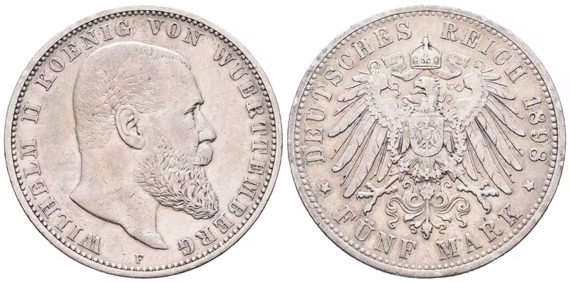 Württembersko, 5 Marka 1898 F