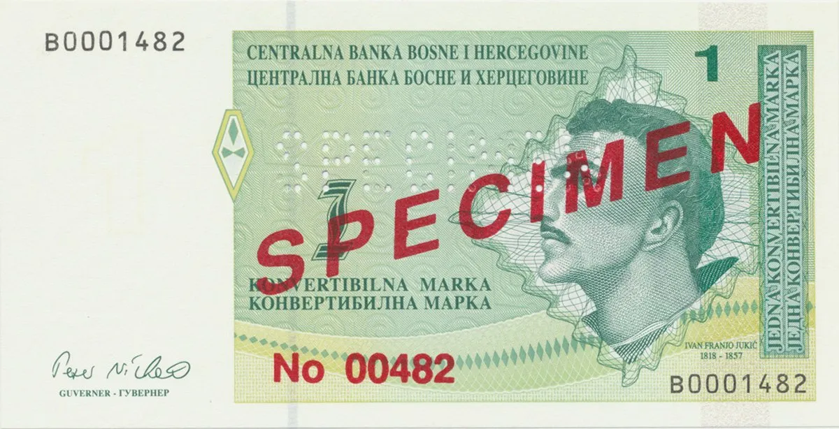 Bosna a Hercegovina, 1 Konvert. Marka (1998), anulát - SPECIMEN, P.59s