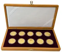 Sada zlatých mincí 5000 Kč - Mosty 2011 - 2015, luxusní dřevěná etue, certifikáty_10 ks — 5
