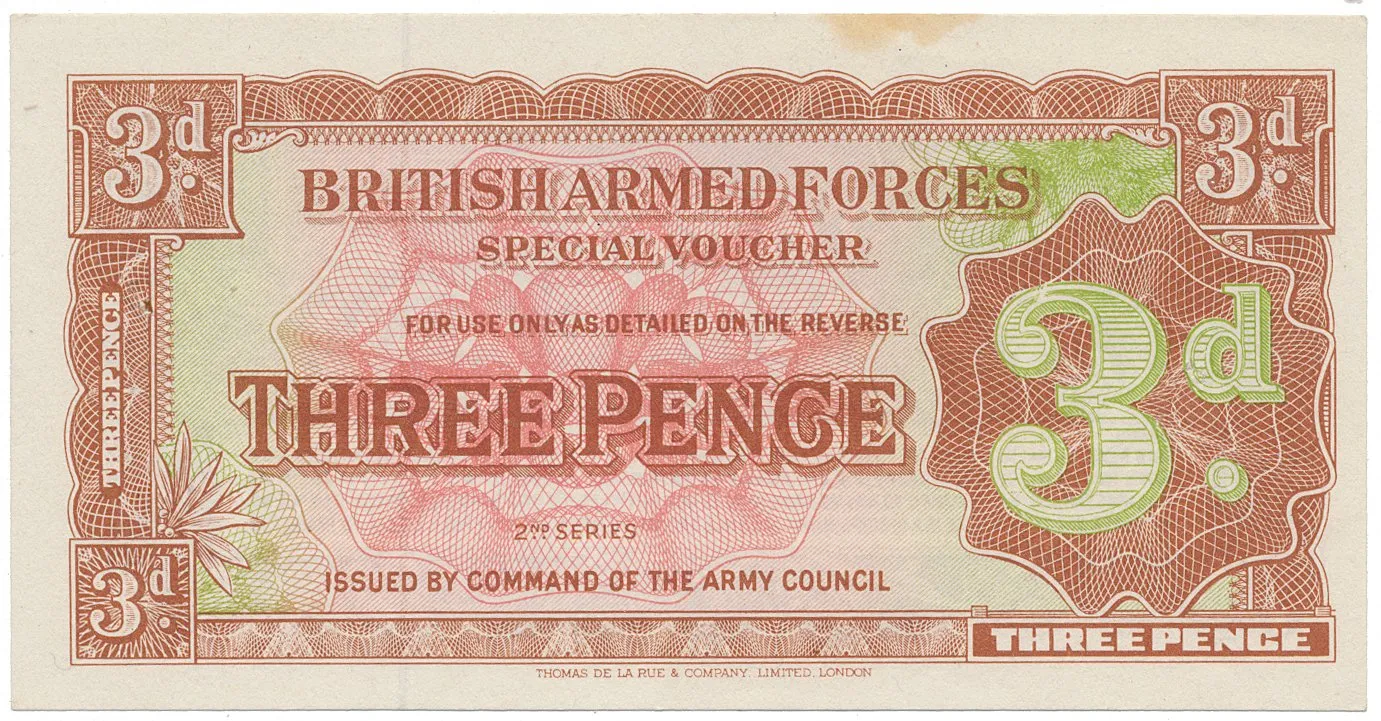 Velká Británie, 3 Pence (1948), BAF - vojenské vydání, P.M16a